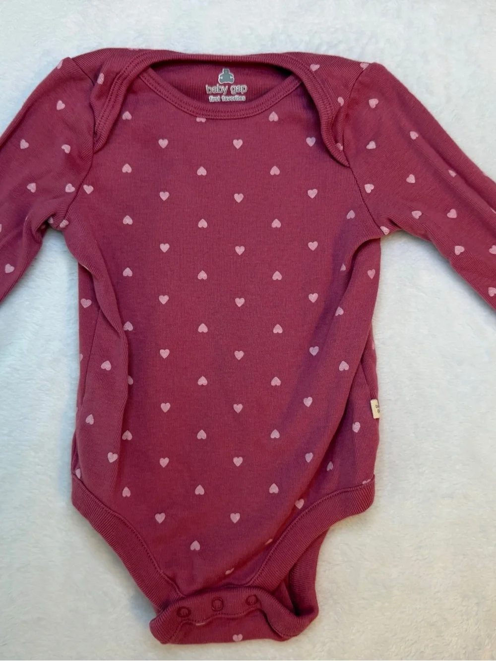 Baby Gap Pink Heart Long-Sleeve Onesie